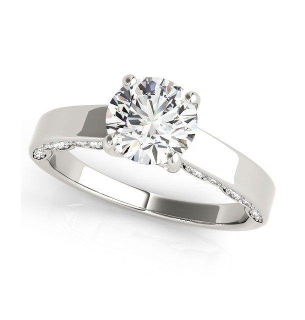 Solitaire engagement ring with side accents thunderbird ooyy