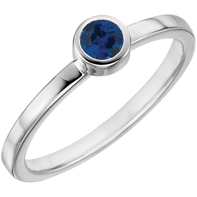 Bezel Set Blue Sapphire Ring 4mm